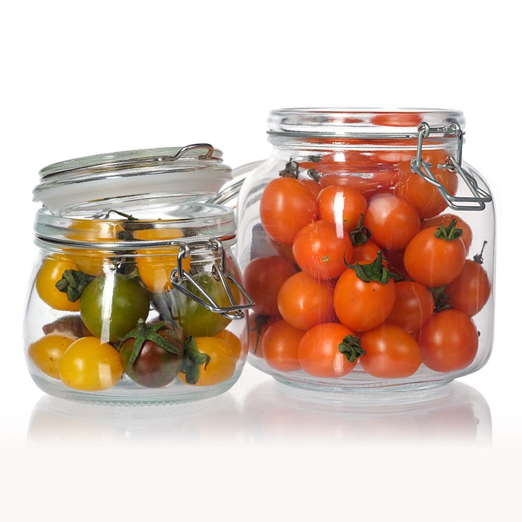 Wholesale Glass Jar With Metal Clip Glass Storage Jar Bottle With Flip Top Lid