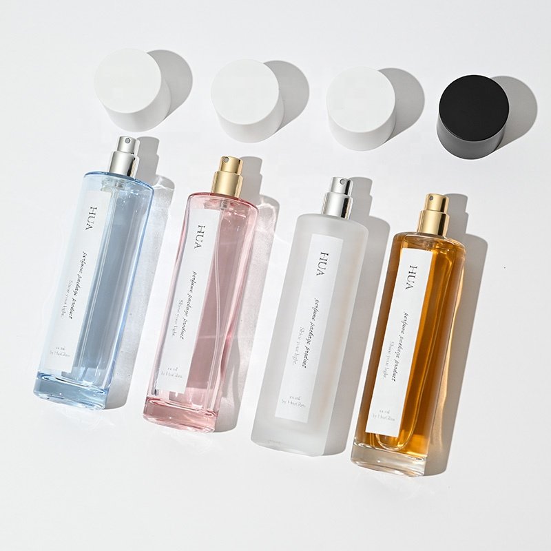 China Luxury Square Shape 30ml 50ml 100ml Black Pink Cologne Bottle Perfume Glass Bottle With Fine Mist Spray