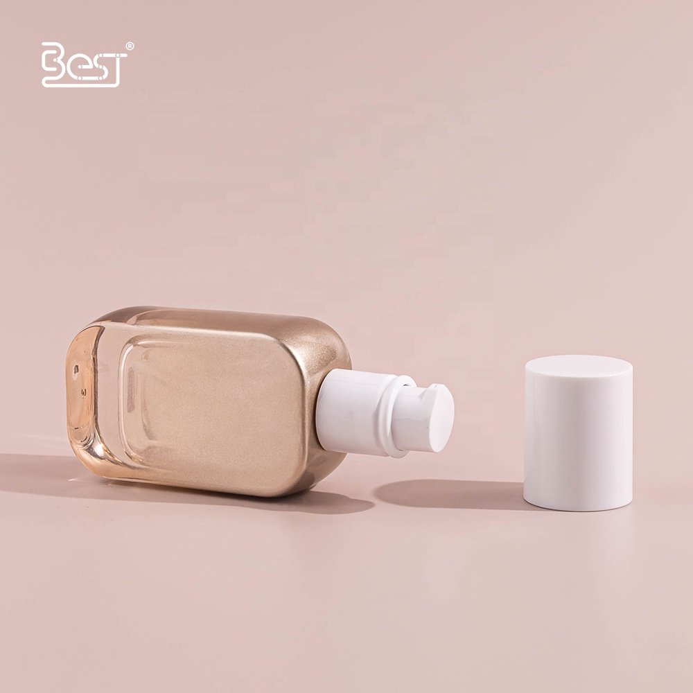 Luxury Gold Thick Bottom Skincare Cosmetic Packaging 30ml Toner Lotion Serum Glass Bottle with Pump
