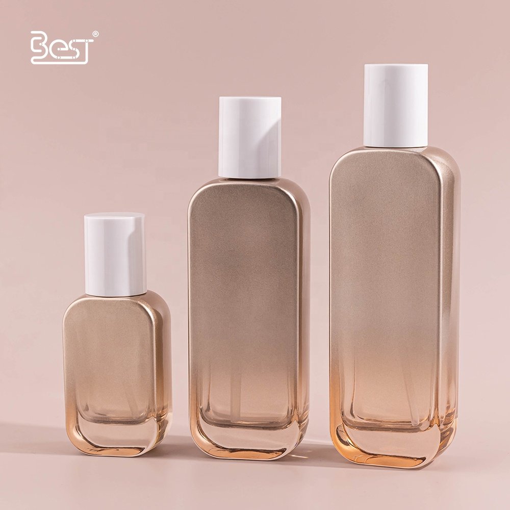 Luxury Gold Thick Bottom Skincare Cosmetic Packaging 30ml Toner Lotion Serum Glass Bottle with Pump