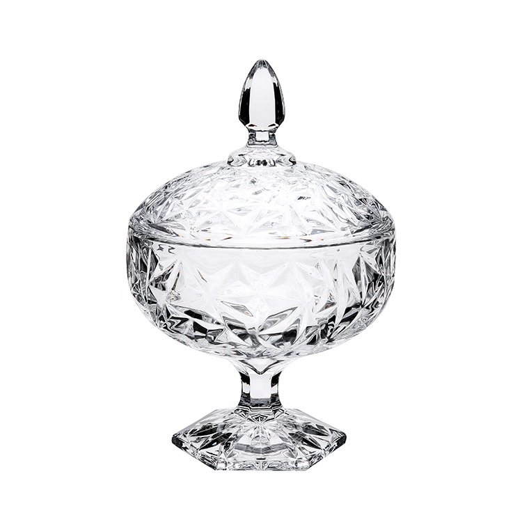 Fashion Wholesale European Luxury Sugar Cans Tank Candy Jars With Lid Glass Storage Bottle
