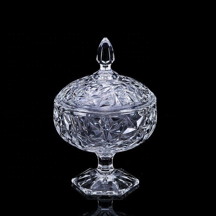 Fashion Wholesale European Luxury Sugar Cans Tank Candy Jars With Lid Glass Storage Bottle