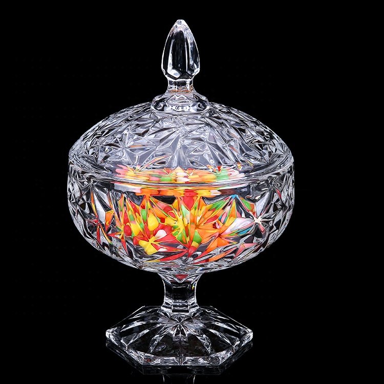 Fashion Wholesale European Luxury Sugar Cans Tank Candy Jars With Lid Glass Storage Bottle