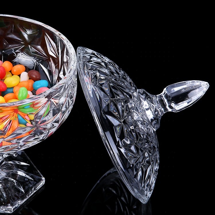 Fashion Wholesale European Luxury Sugar Cans Tank Candy Jars With Lid Glass Storage Bottle