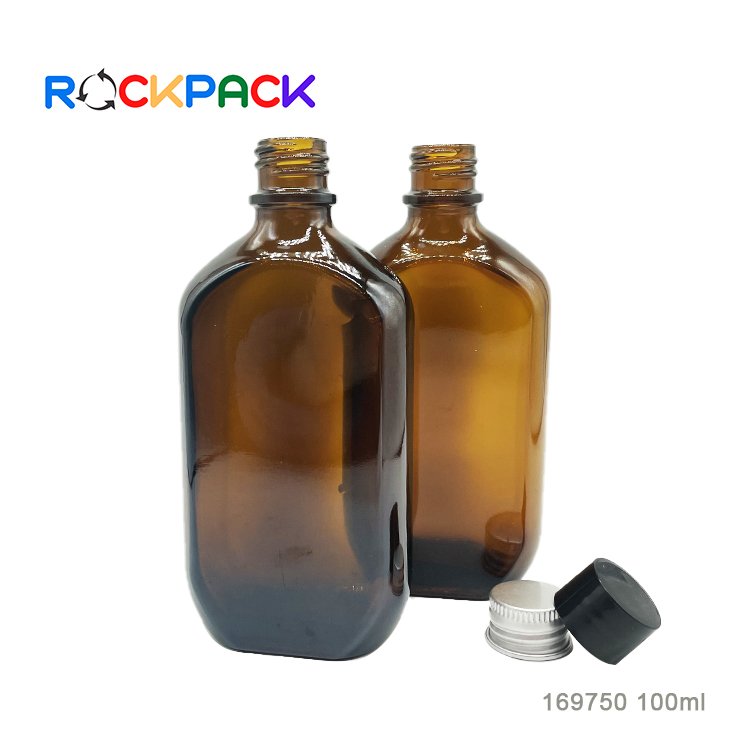 100ml Glass amber beverage milk glass bottle with metal screw cap