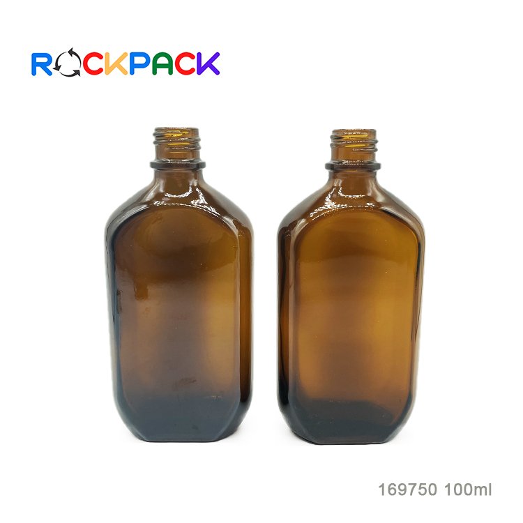 100ml Glass amber beverage milk glass bottle with metal screw cap