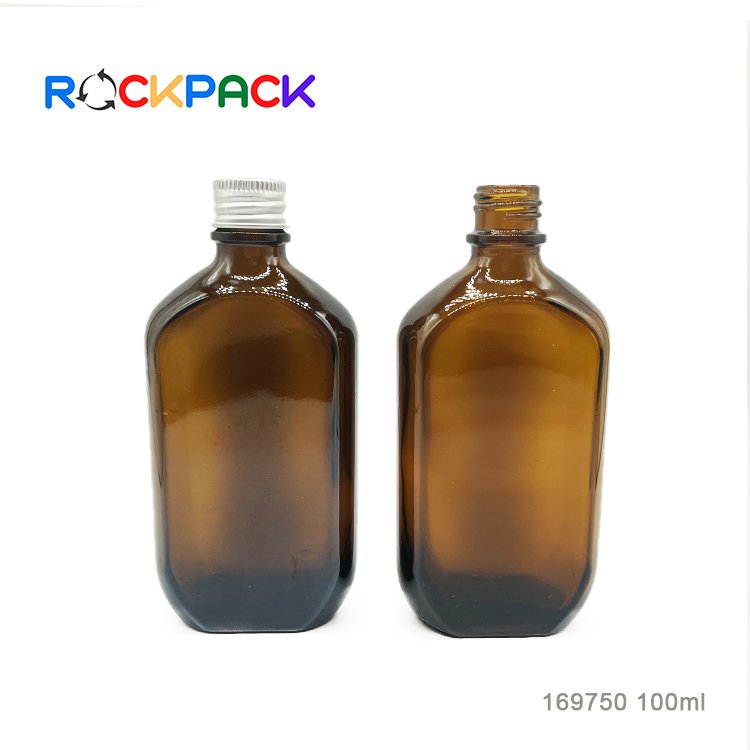 100ml Glass amber beverage milk glass bottle with metal screw cap