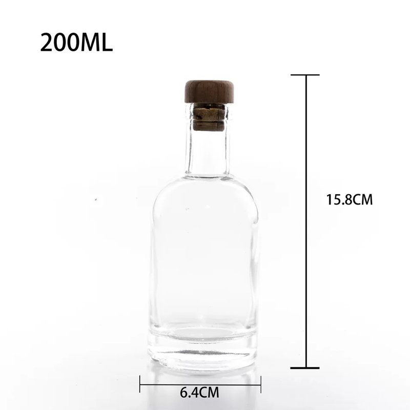 Fancy Clear 200ml Spirits Vodka Gin Rum Liquor Whisky Alcoholic Beverage Glass Bottle