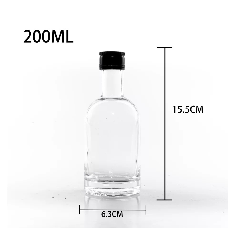 Fancy Clear 200ml Spirits Vodka Gin Rum Liquor Whisky Alcoholic Beverage Glass Bottle