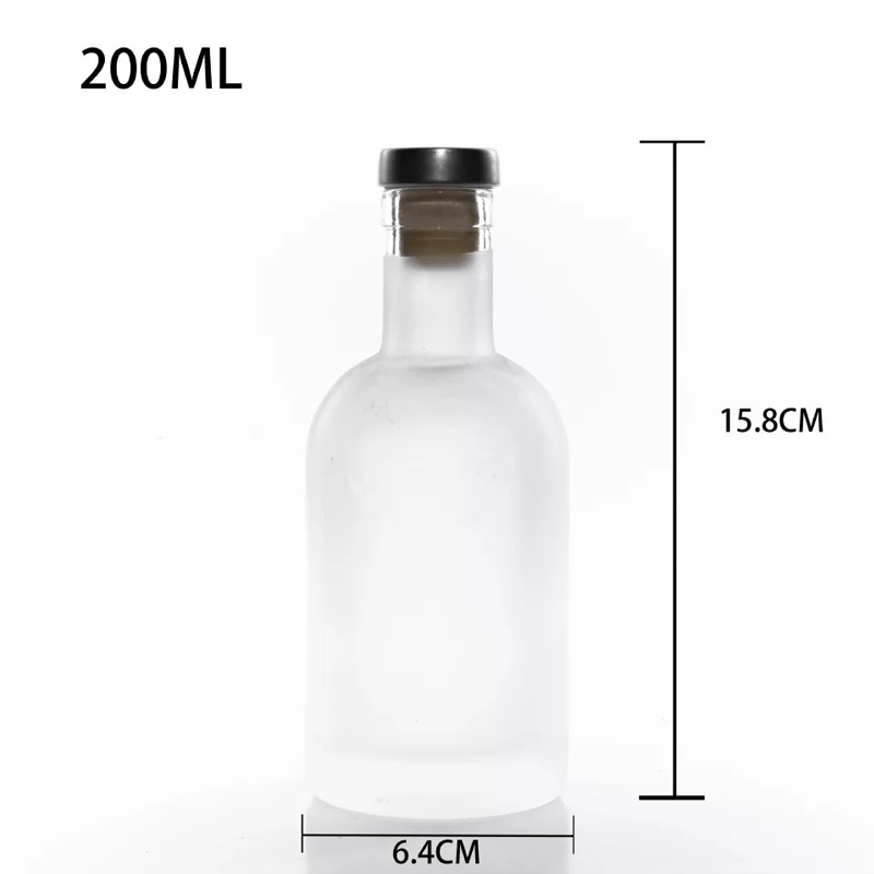 Fancy Clear 200ml Spirits Vodka Gin Rum Liquor Whisky Alcoholic Beverage Glass Bottle