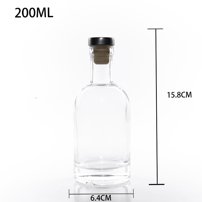 Fancy Clear 200ml Spirits Vodka Gin Rum Liquor Whisky Alcoholic Beverage Glass Bottle