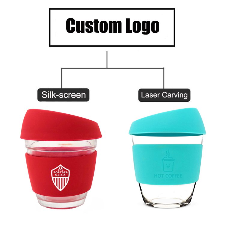 Custom Logo Personalized 12oz Takeaway Water Travel Mug Sustainable Glass Reusable Expresso Coffee Cups