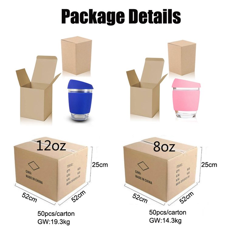 Custom Logo Personalized 12oz Takeaway Water Travel Mug Sustainable Glass Reusable Expresso Coffee Cups