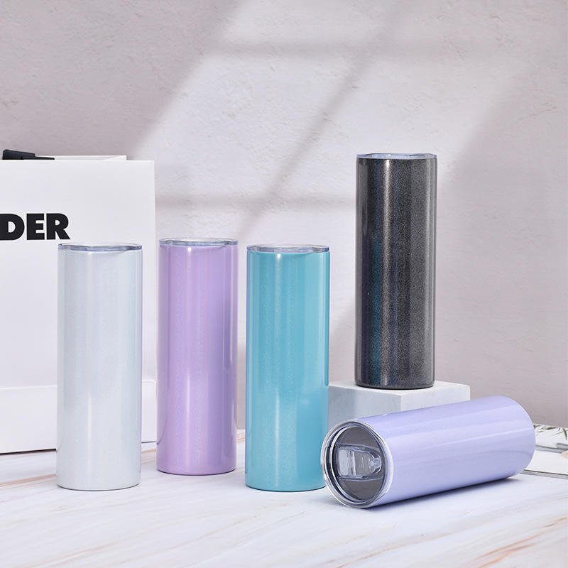 USA Warehouse RTS 20 OZ Straight Tumbler Sublimation Blanks Stainless Steel Mixed Colorful Shinny Insulated Termos Water Bottle