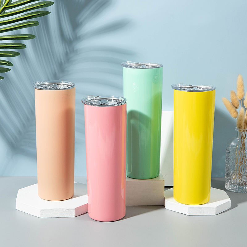 USA Warehouse RTS 20 OZ Straight Tumbler Sublimation Blanks Stainless Steel Mixed Colorful Shinny Insulated Termos Water Bottle