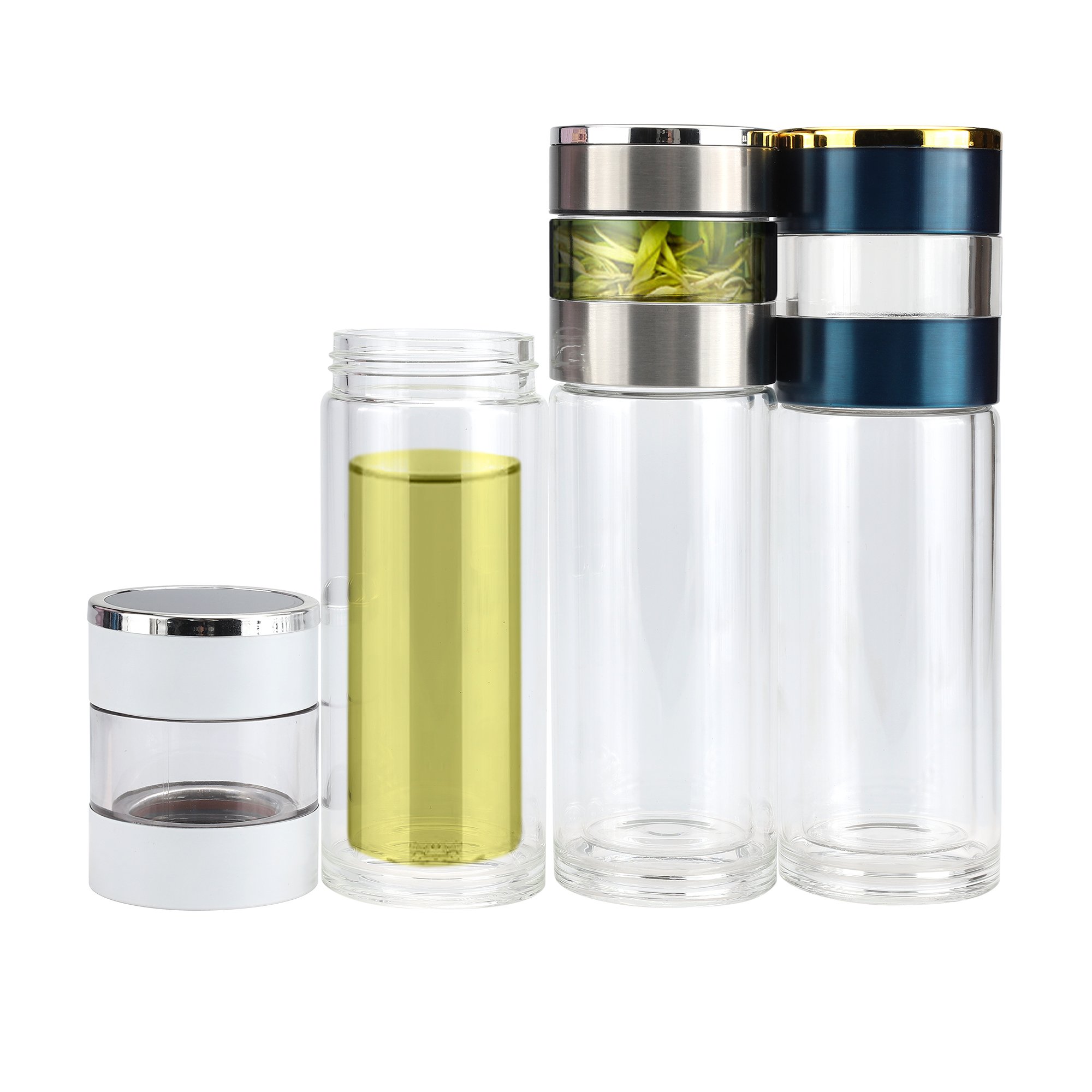 Temperature Tea Maker Glass Bottle Borosilicate 350ML Double Wall Glass Water Tea Bottles with Infuser 12oz Glass Bottle