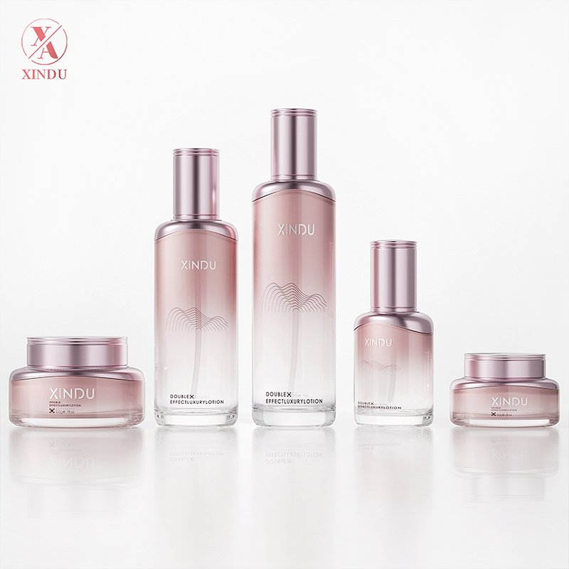 luxury rose gold cosmetic packages glass skincare containers Radian bottle and jar empty cosmetic bottle