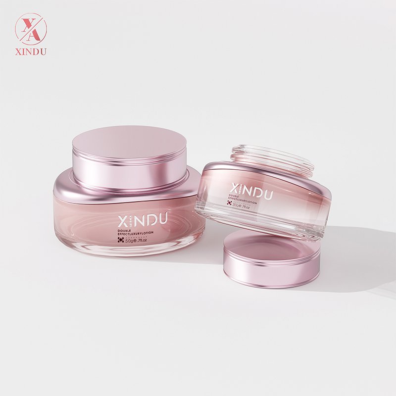 luxury rose gold cosmetic packages glass skincare containers Radian bottle and jar empty cosmetic bottle