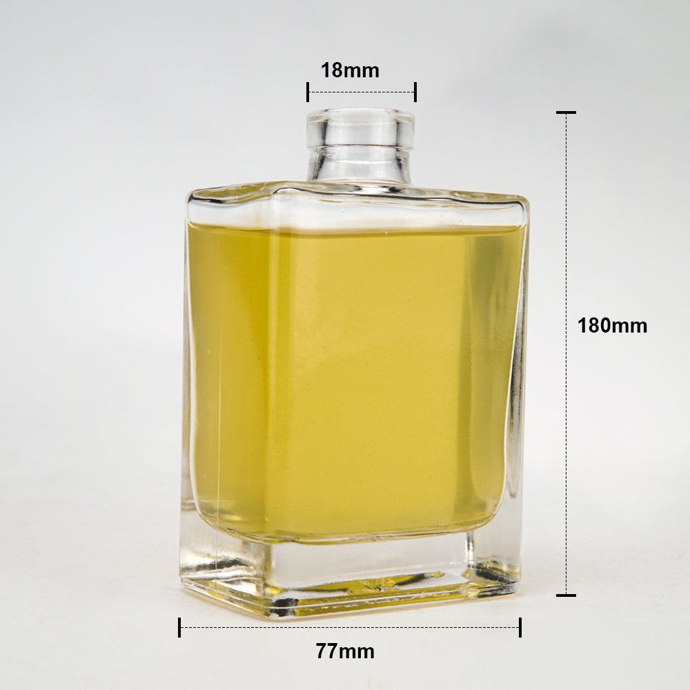 250ml Glass Beverage Bottle Rectangle Transparent Wine Liquor Vodka Bottle