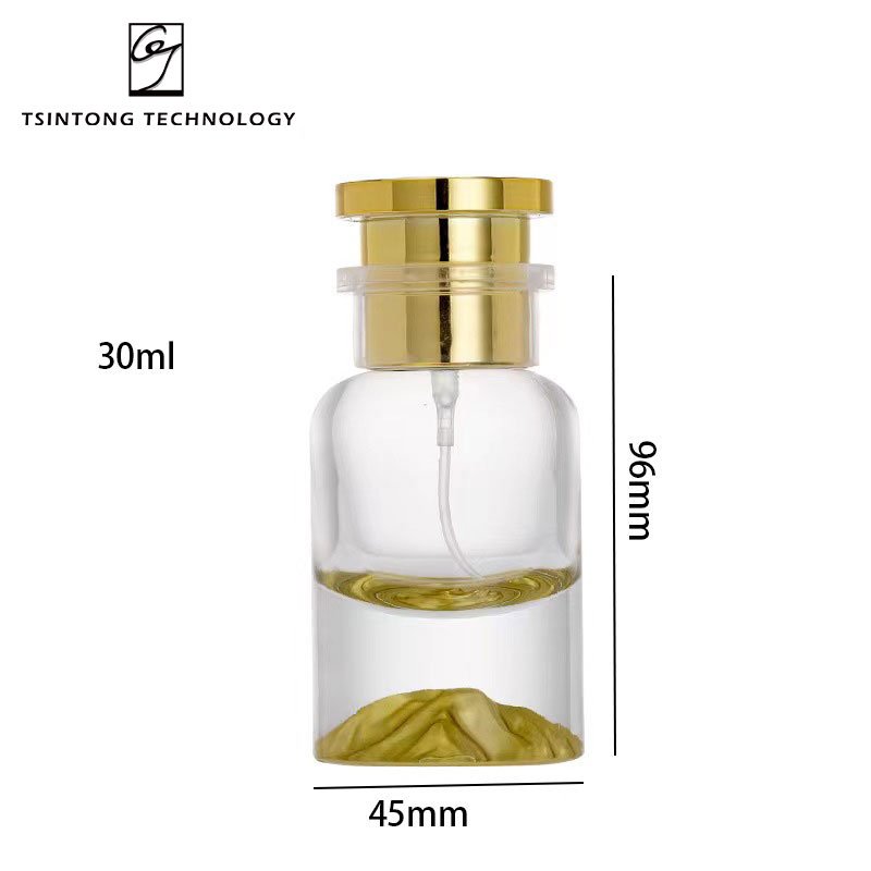 High Quality 30ml 50ml 100ml Luxury Round Yellow Snow Mountain Bottom Cosmetics Packaging Glass Spray Perfume Bottle