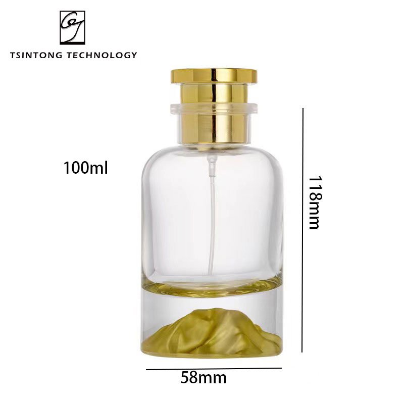 High Quality 30ml 50ml 100ml Luxury Round Yellow Snow Mountain Bottom Cosmetics Packaging Glass Spray Perfume Bottle