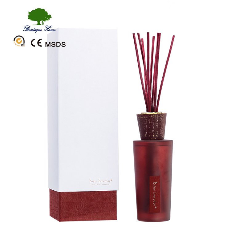 Nature Reed Aroma Oil Colorful Sticks Perfume Volatile Diffuser Fresh Air Fragrance Glass Bottle Wood Lid Reed Diffuser
