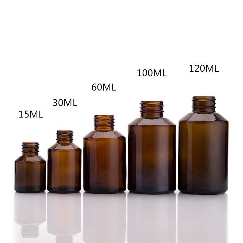 Factory Price Luxury Amber Cosmetic Glass Bottle 1OZ 2OZ 30ml 60ml 120ml Lotion Perfume Essential Oil Bottle with Pump Sprayer