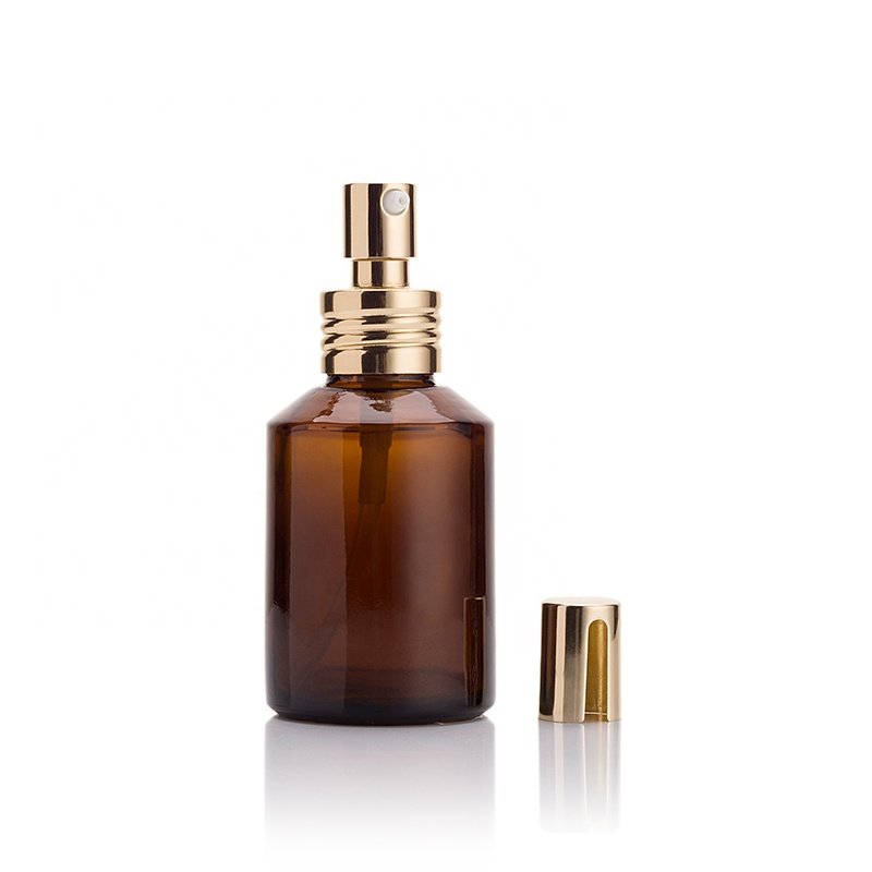 Factory Price Luxury Amber Cosmetic Glass Bottle 1OZ 2OZ 30ml 60ml 120ml Lotion Perfume Essential Oil Bottle with Pump Sprayer