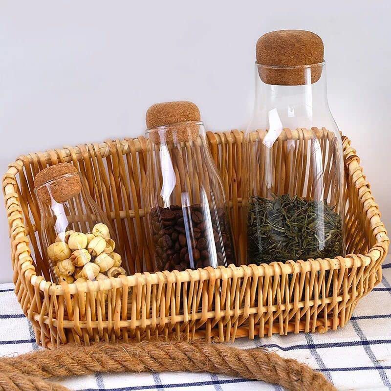 Unique Design Glass Jar Sealed Spice Storage Container Bottle With Cork Lid for Food Juice Milk Coffee Beans Sugar Tea