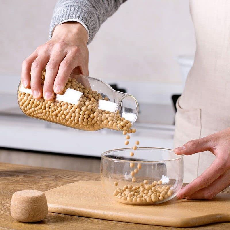 Unique Design Glass Jar Sealed Spice Storage Container Bottle With Cork Lid for Food Juice Milk Coffee Beans Sugar Tea