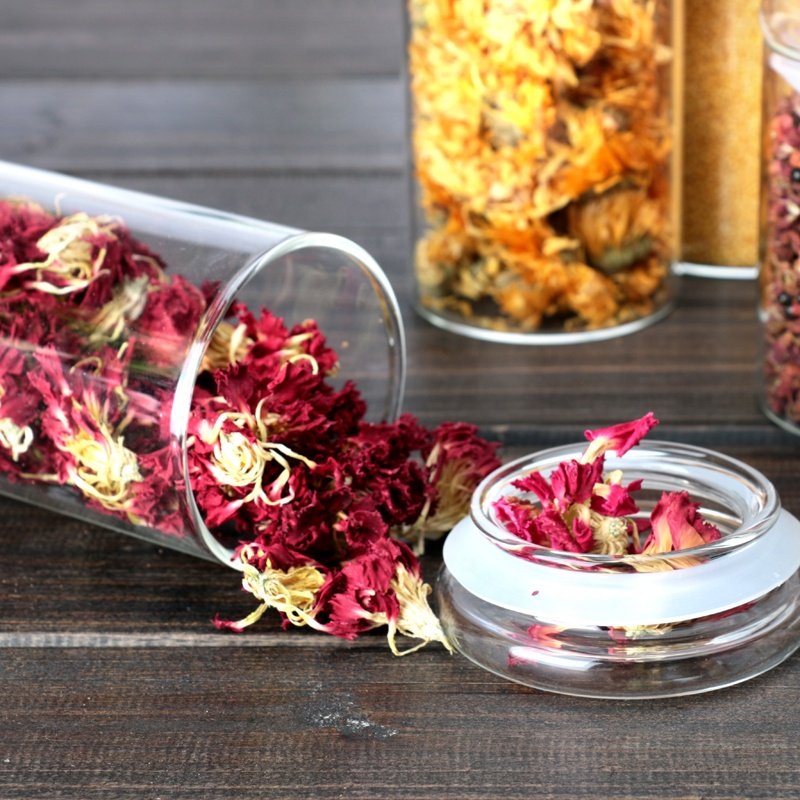 Cylindric glass jars with sealing rings and glass LIDS for kitchen storage