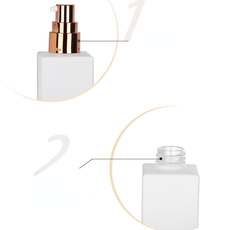 Stock Square Thick Bottom Glass Bottle Press Pump Cleanser Toner Bottles Lotion Essence Facial Cream Jar Skincare Set Packaging