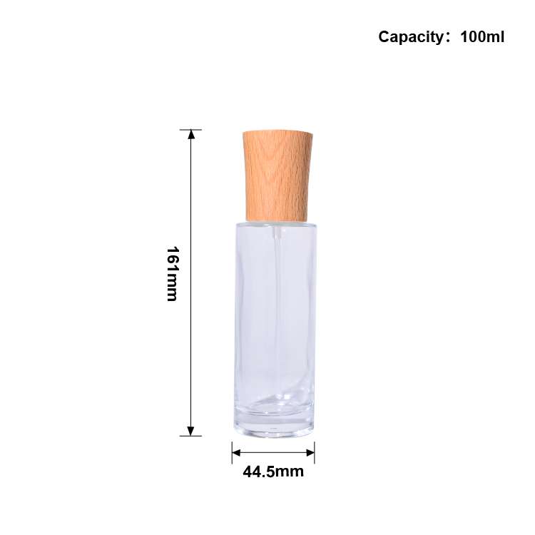 Cosmetic Packaging Containers Empty Frosted Lotion Face Cream Glass Bottle Set With Bamboo Pump Spray Lid