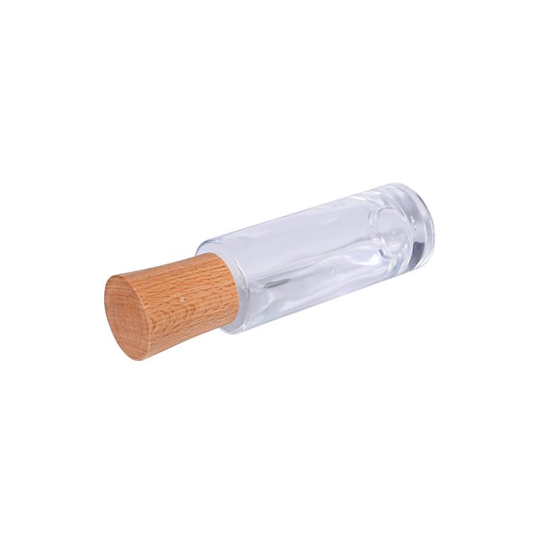 Cosmetic Packaging Containers Empty Frosted Lotion Face Cream Glass Bottle Set With Bamboo Pump Spray Lid