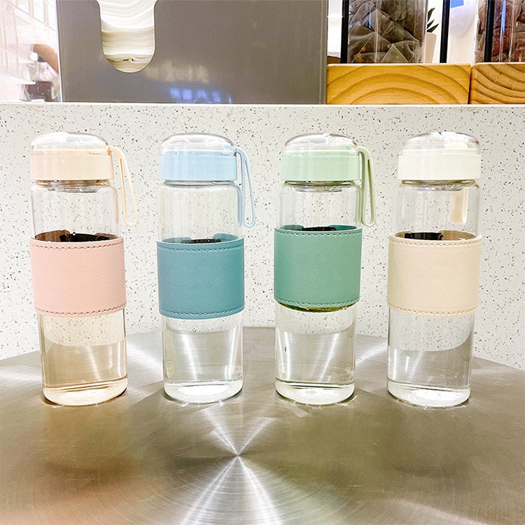 Customized Color Simple High-value Portable Anti-scalding Heat Insulation Glass Water Cup