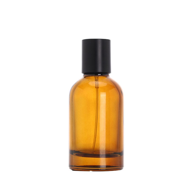 30ml 50ml 100ml empty amber glass crimp sprayer perfume bottles with bamboo lids