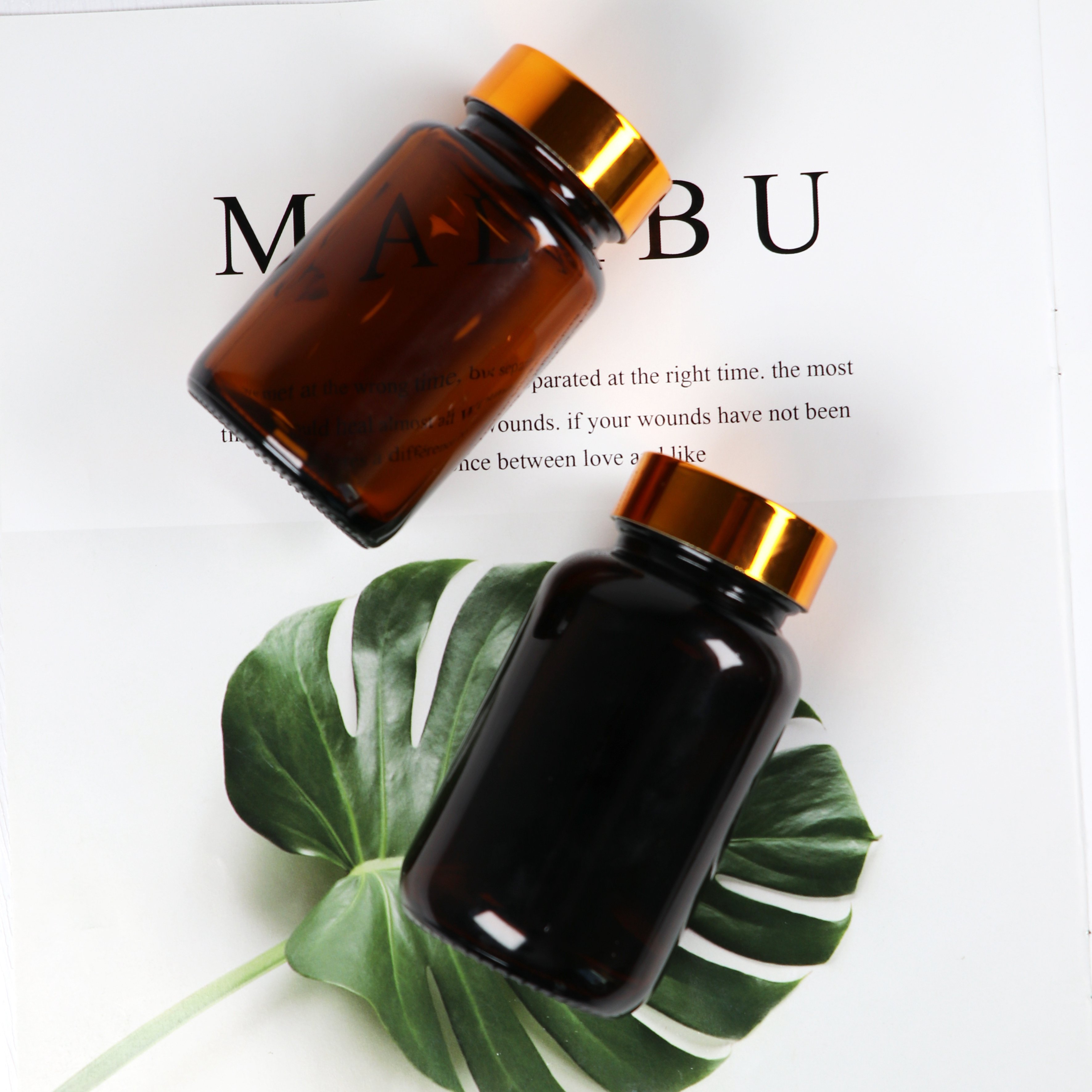pharmacy capsule container amber glass bottle supplement 100ml health care glass pill bottle