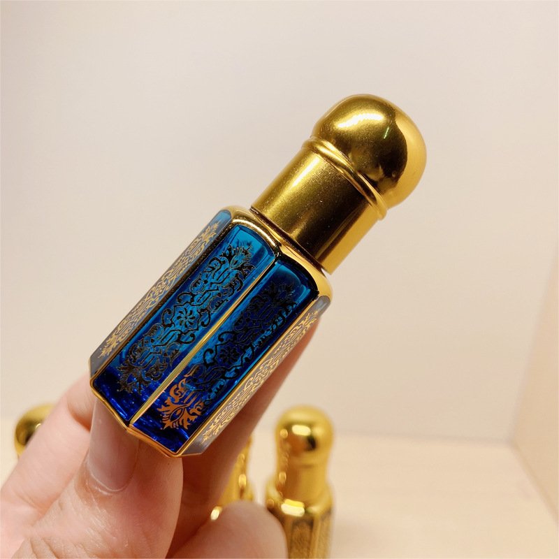 Manufacturers Supply Spiral Sealed Perfume Roller Bottle Electroplating Carved Colored Glass Essential Oil Bottle