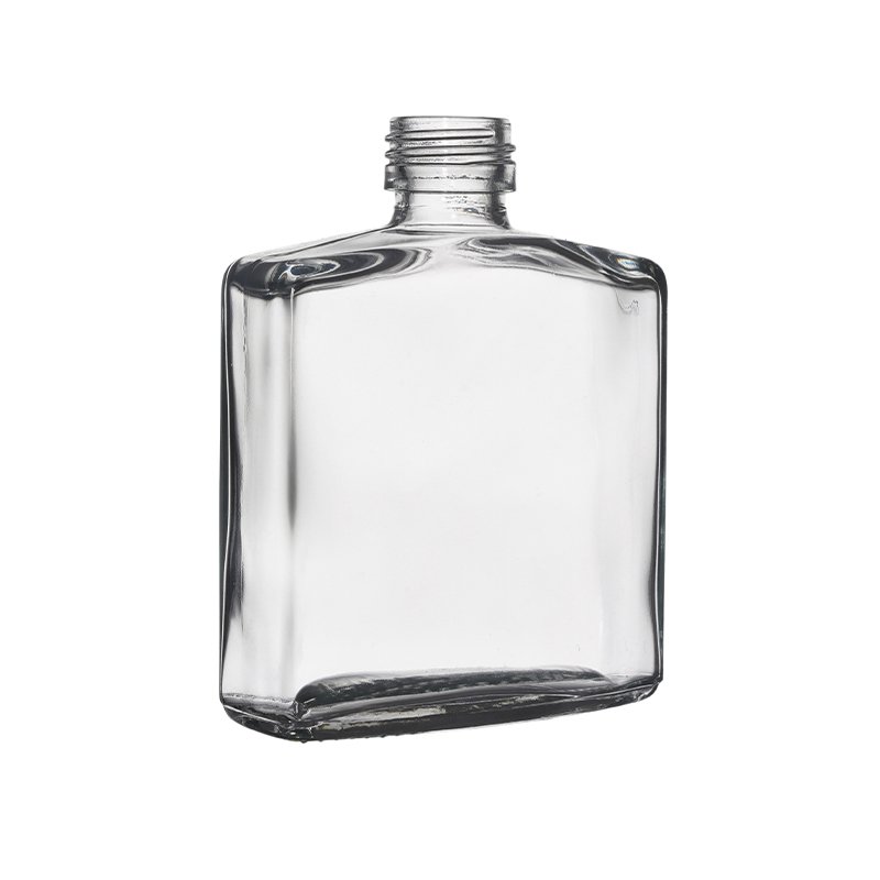Berlin Packaging Square Flat Hip Flask Bottle Empty Drinking 180ml Flask Glass Beverage Juice Water Bottles