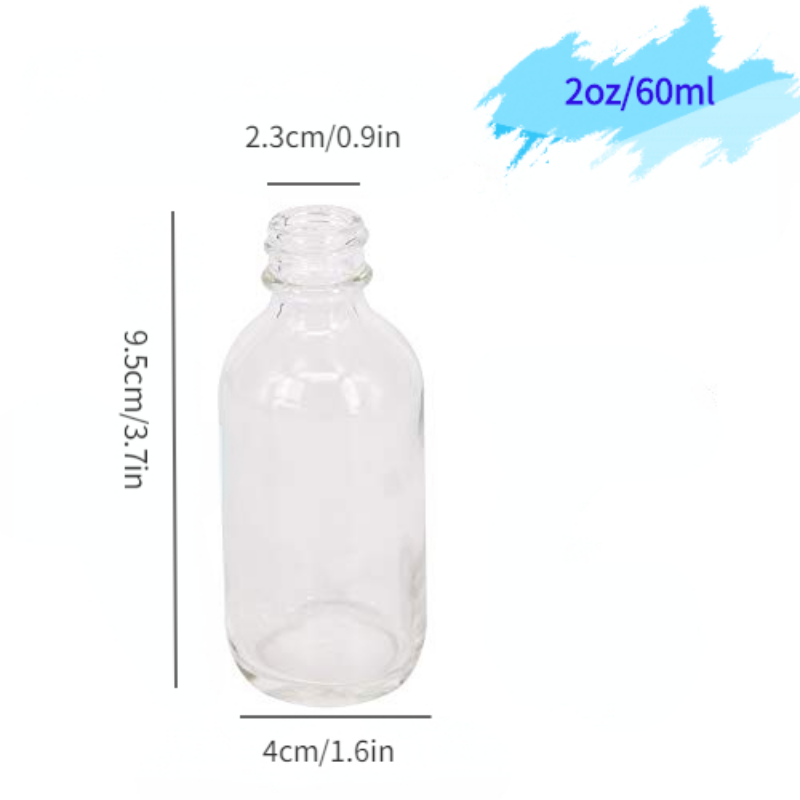 12Pack 2 oz/60 ml Boston Glass Bottles with Leak-Proof Lids Small Clear Glass Home Kitchen Food Storage & Dispensing Containers