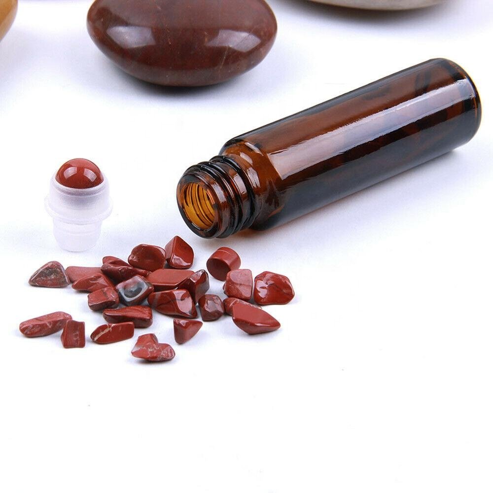10ml amber roller bottle crystal stones ball essential oil roll on bottles brown color