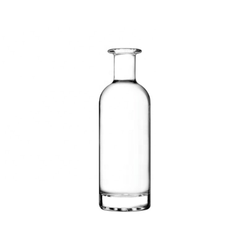 Custom ODM OEM Carnette Finish Round Gin Rum Glass Bottle With Wood Cork Stopper