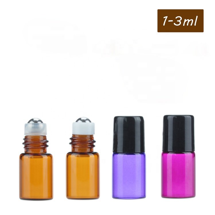 Wholesale mini 1ml 2ml 3ml 5ml glass roll on rollon bottle with metal roller