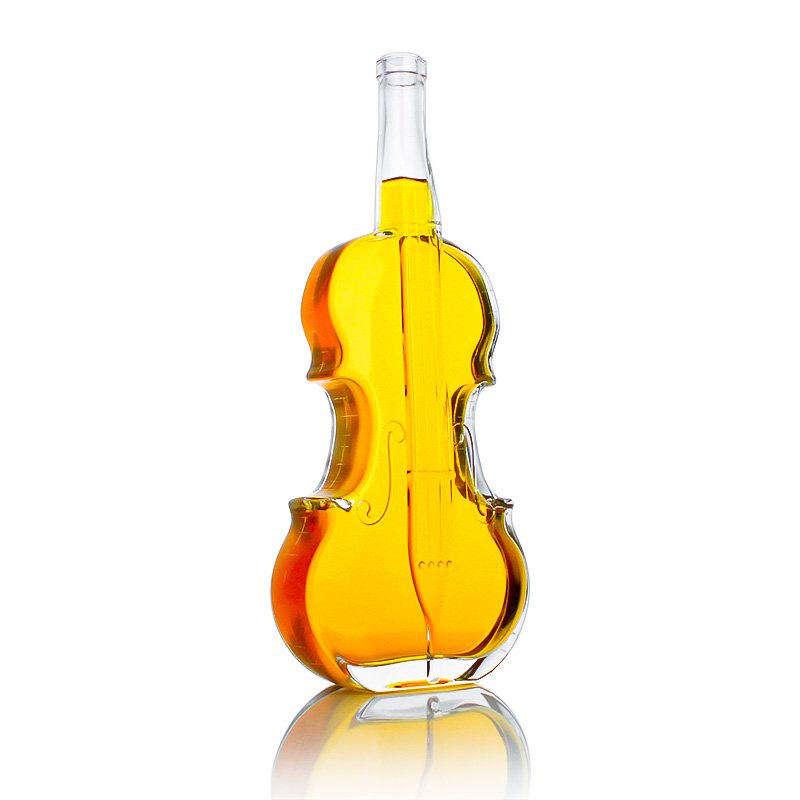 luxury crystal woman shape square new empty guitar shaped 700ml 750ml glass bottle vodka 500ml whisky