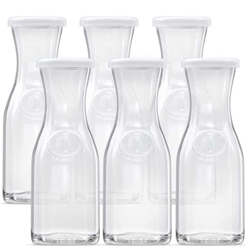 Hot Selling 500ML 1000ML Narrow Neck Transparent Glass Cold Wine Vodka Drinking Bottle With Plastic Lids