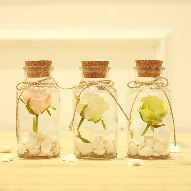 Empty 5ml 8ml 10ml 12ml 15ml 20ml 30ml 40ml 50ml 100ml Vials Clear Mini Sample Jars Glass Bottles with Corks Screw Bottles