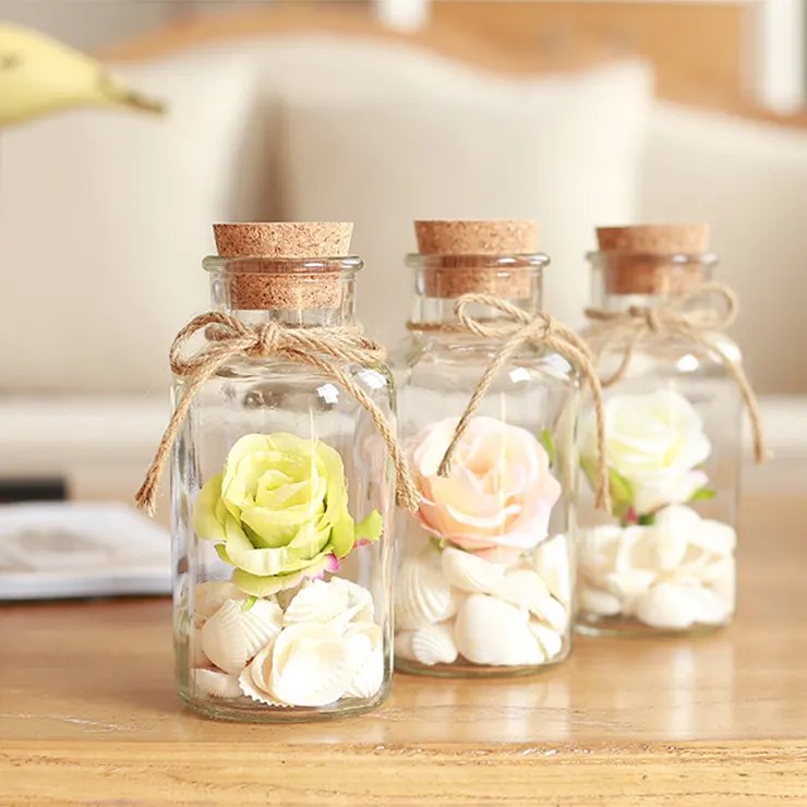 Empty 5ml 8ml 10ml 12ml 15ml 20ml 30ml 40ml 50ml 100ml Vials Clear Mini Sample Jars Glass Bottles with Corks Screw Bottles