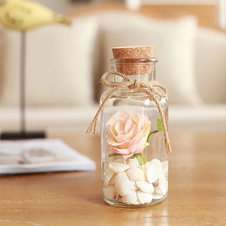 Empty 5ml 8ml 10ml 12ml 15ml 20ml 30ml 40ml 50ml 100ml Vials Clear Mini Sample Jars Glass Bottles with Corks Screw Bottles