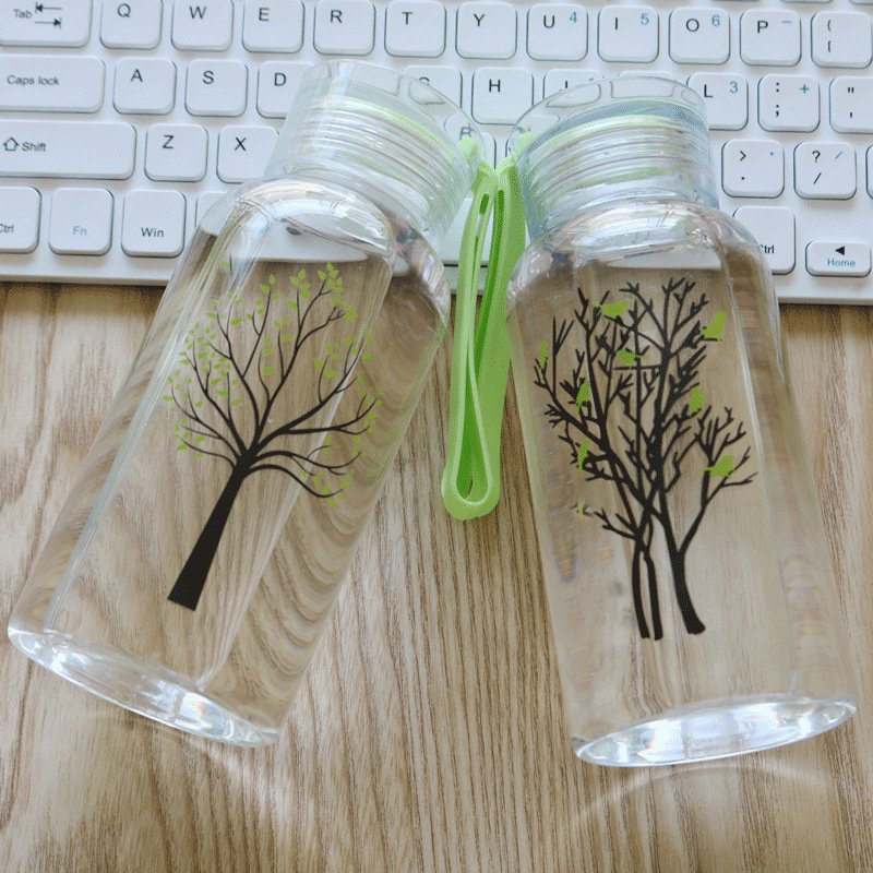JM Nice Glass Water Bottle Leakproof Reusable Borosilicate Juice Bottles 360Ml Glass Water Bottle With Custom Logo