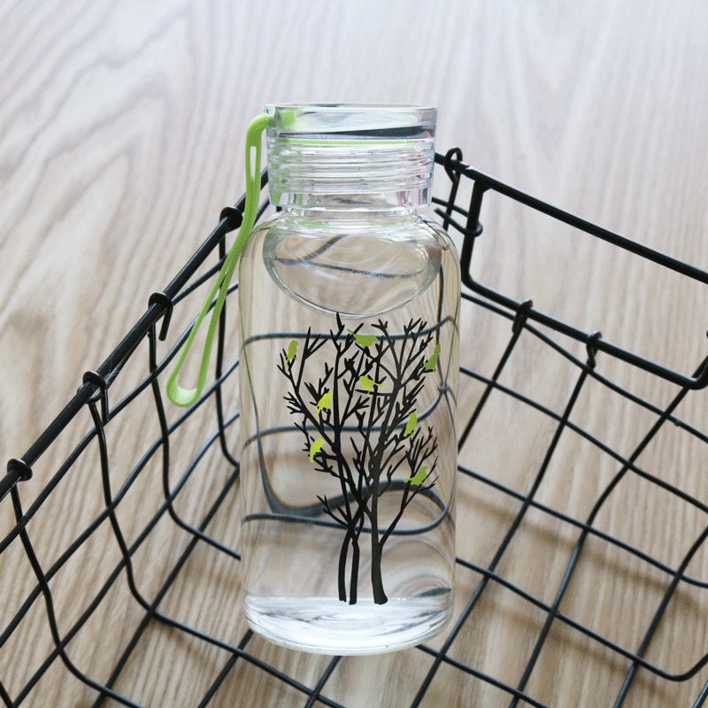 JM Nice Glass Water Bottle Leakproof Reusable Borosilicate Juice Bottles 360Ml Glass Water Bottle With Custom Logo